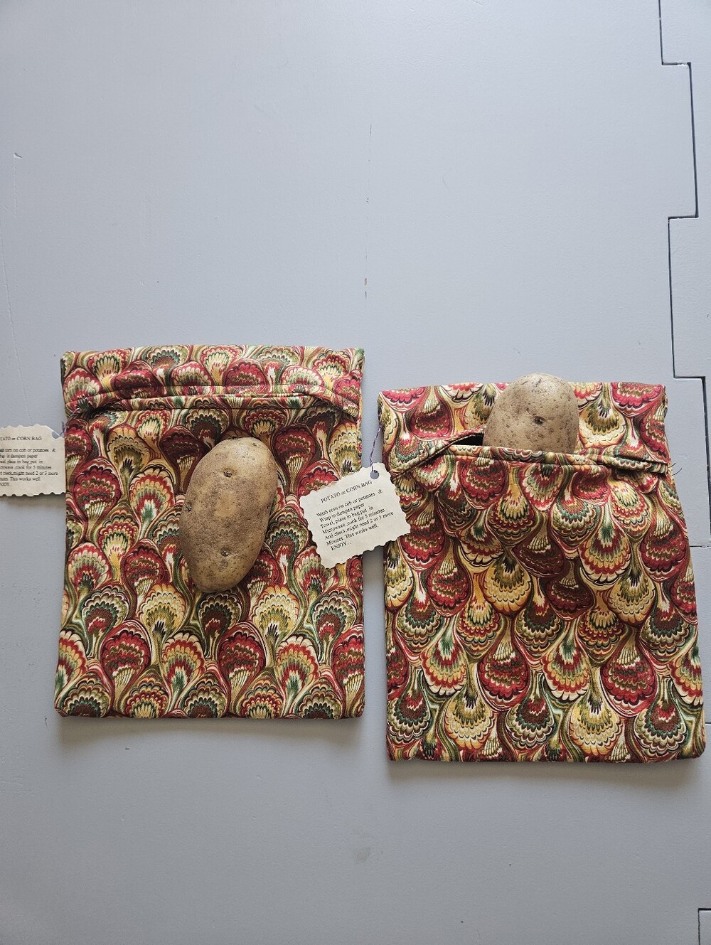 2 Handmade Microwave Pouches For Potatoes Or Corn On The Cob